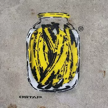 Bananen in der Glasdose- Spree Can- Stencil Street art