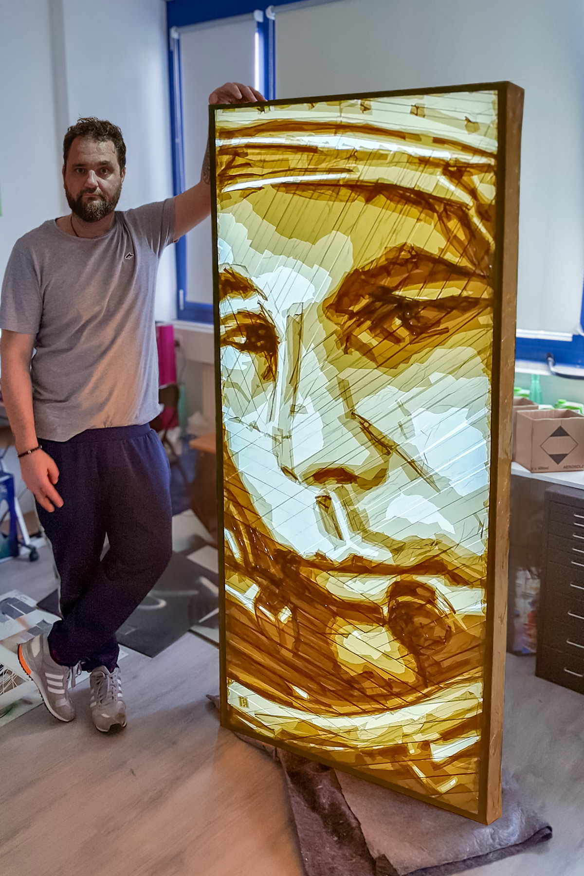 Packband Leuchtkasten Kunstwerk-Juriy Gagarin Porträt