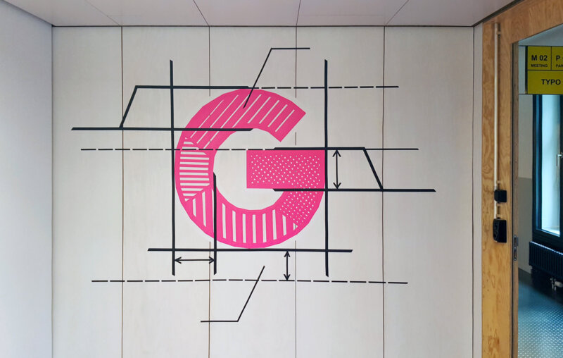 Tape art office branding projekt für Google in Zürich