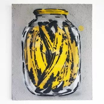Spree Can- Stencil-Kunst auf Leinwand