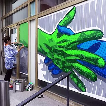 Tape Art Live Painting Show auf WelcomeCamp Event