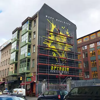 Tape art mural- Mark Wahlberg portrait for Netflix